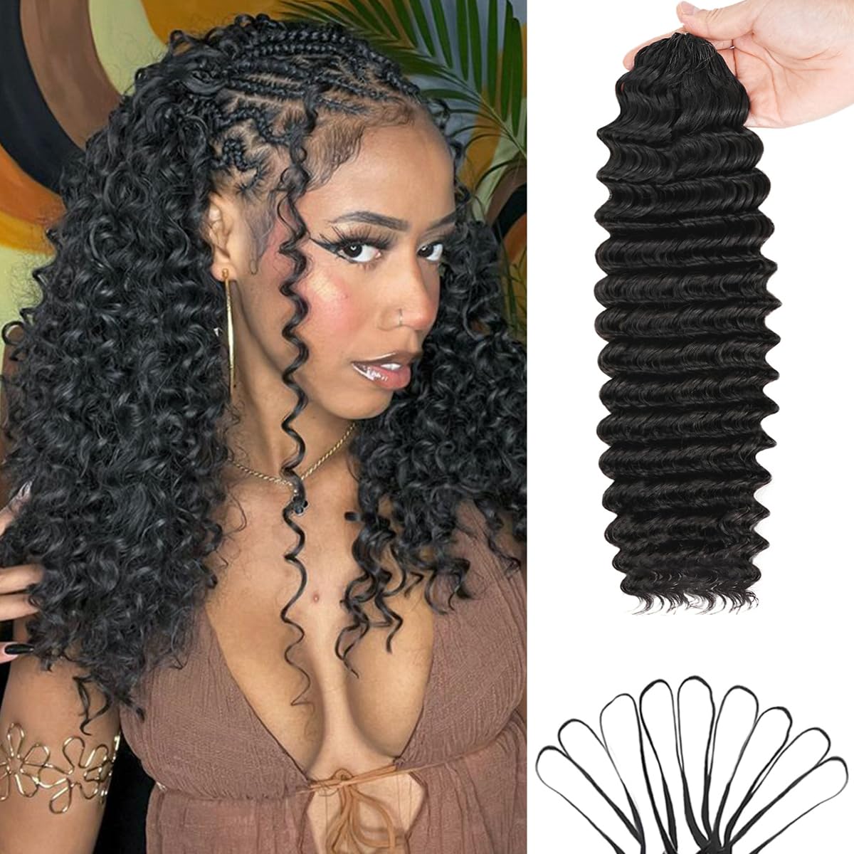 Hair Care Color - Наращивание волос крючком Deep Wave Feather: